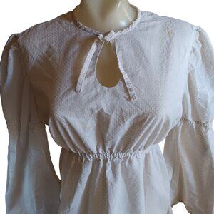 Vintage Medium Peasant Top 1970's Blouse Keyhole Neck Handmade Boho Ren Fair usa